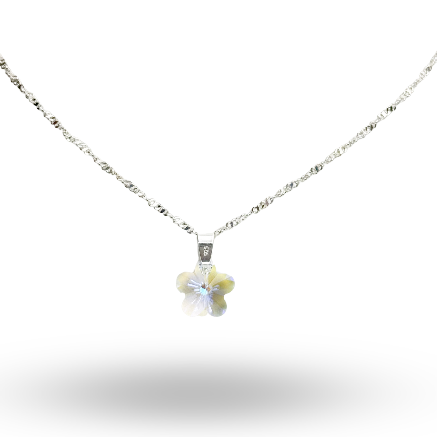 Cadena fina cristal flor