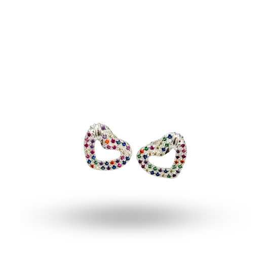 Aros corazón rainbow